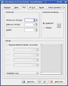 Abbildung 7: Mehr sehen: Reine Textdateien werden üblicherweise mit zehn Zeichen pro Zoll gedruckt. Ein kleinerer Wert macht die Schrift größer und besser lesbar.