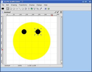Abbildung 7: Das Gesicht nimmt Form an. Die Augen des Smileys bestehen aus zwei schwarzen Kreisen.