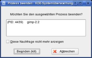 Abbildung 7: Laufende Prozesse beenden Sie ganz schnell mit einem Klick auf die Schaltfläche "Beenden (kill)".