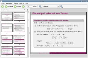 Abbildung 7: Der Standard-Dokumentbetrachter für Gnome, Evince, versteht sich unter anderem auf die Formate PDF, PostScript oder TIF-Bilder.