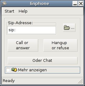 Abbildung 7: Linphone präsentiert sich nach dem ersten Start mit einer übersichtlich gehaltenen Benutzerschnittstelle.