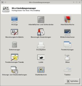 Abbildung 8: Mit dem Einstellungsmanager richten Sie Ihre Desktop Umgebung ein. Alle Konfigurationseinstellungen sind über einzelne Dialoge erreichbar.