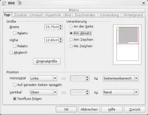 Abbildung 8: Für das genaue Platzieren der Bilder stehen Ihnen zahlreiche Optionen zur Verfügung.