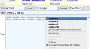 Abbildung 8: Die integrierte Rechtschreibprüfung hilft dabei, die Buchstabendreher und andere Entgleisungen in Foren- und Blogbeiträgen zu vermeiden.