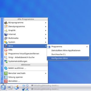 Abbildung 8: In diesem Menü sammelt Kubuntu 8.04 alle installierten Windows-Programme. OpenSuse-Besitzer müssen auf diesen Komfort leider verzichten.