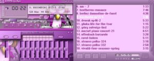Abbildung 9: Mit dem Programmfenster, dem Equalizer und der Playlist erinnert XMMS optisch an Winamp.