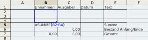 Abbildung 9: Trick 17 in Calc: Damit die Summenfunktion korrekt rechnet, fügen Sie neue Zeilen innerhalb der Formel ein. Dann geht's.