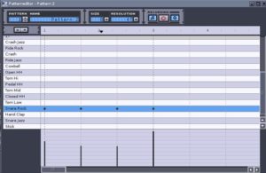 Abbildung 9: Ein Instrument, eine Taktzeit, ein Schlag: So erstellen Sie im Patterneditor von Hydrogen im Handumdrehen komplexe Rhythmen.