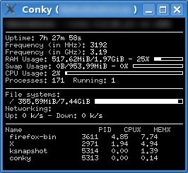Abbildung 1: Eingesperrt unter KDE: Noch muss sich Conky mit den Zwängen eines Rahmens herumschlagen.