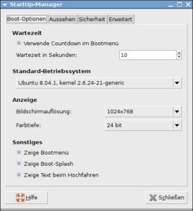 Abbildung 2: Der Startupmanager bietet auf insgesamt vier Reiter verteilt zahlreiche Optionen, mit denen Sie Optik und Verlauf des Bootvorgangs beeinflussen.