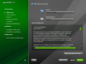 Abbildung 2: Der Begrüßungsbildschirm mit der Sprach- und Tastaturauswahl.