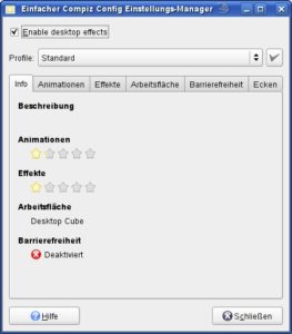 Abbildung 2: Unter Ubuntu und OpenSuse müssen Sie die Desktop-Effekte aktivieren, damit AWN seinen Dienst antritt.