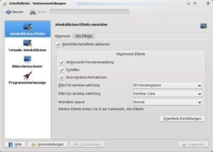 Abbildung 3: Die meisten KDE-4-Effekte sind sofort aktiv, wenn Sie ganz oben die Checkbox aktivieren.
