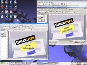 Abbildung 3: Die Windows-Version von Presentations kann Text drehen (rechts), unter Linux gelingt das nicht (links).