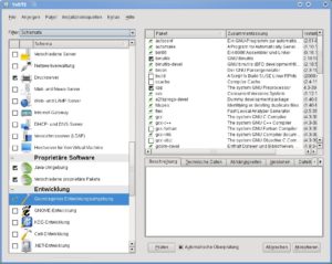 Abbildung 3: Unter Opensuse 11.0 installieren Sie über Yast die Entwicklerwerkzeuge, um etwa den Quellcode von Wiipdf zu übersetzen.