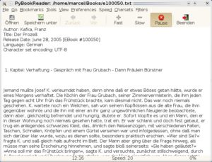 Abbildung 4: Der Pybookreader scrollt den Text automatisch. Die Lesegeschwindigkeit lässt sich individuell anpassen.