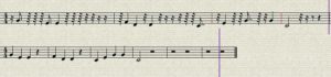 Abbildung 5: Der leistungsfähige heuristische Quantizer in Rosegarden glättet das nach dem Einspielen mit einem Keyboard wegen der kurzen Werte unübersichtliche Notenbild.