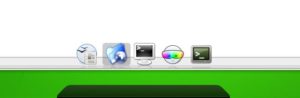 Abbildung 6: Ein Bug in der mitgelieferten AWN-Version der Distributionen: Die Icons schweben oberhalb des Panels "in der Luft".