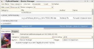 Abbildung 6: Der E-Book-Manager von Pybookreader zeigt zu jedem Buch auch das passende Coverbild an.
