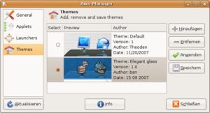 Abbildung 7: Die Themes lassen sich als Archive herunterladen und dann direkt in AWN anwenden.
