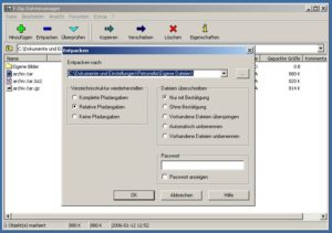 Abbildung 1: 7-Zip packt und entpackt alle gängigen Archivformate, darunter auch ".tar.gz"- und ".tar.bz2"-Dateien.
