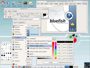 Abbildung 1: Die auf Puppy Linux basierende Distribution Grafpup enthält eine Fülle von Multimediaprogrammen, allen voran das Profi-Grafikprogramm Cinepaint.
