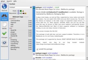 Abbildung 10: Installieren Sie den Mplayer, spielt Adept dank der Medibuntu-Paketquelle auch weitere Abhängigkeiten mit ein.