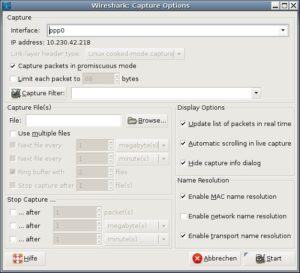 Abbildung 2: Grundeinstellungen werden bei Wireshark in nur einem Fenster vorgenommen.