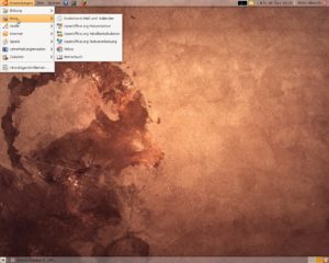 Abbildung 2: Unter Gnome steuern Sie Ihren Desktop über zwei Leisten am oberen und unteren Bildschirmrand.