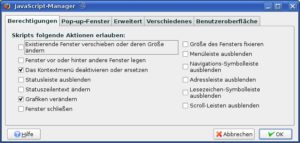 Abbildung 2: Mit "Controle de Scripts" schränken Sie die Rechte von JavaScript auf Ihrem Rechner ein.