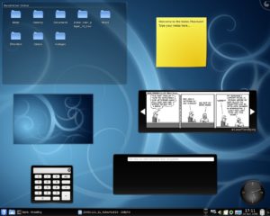 Abbildung 3: Plasmoiden, wohin man schaut: Der Desktop von KDE 4 lässt sich um zahlreiche Programme erweitern.