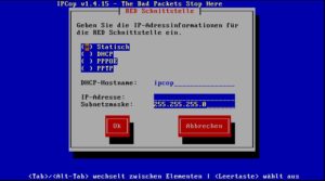 Abbildung 3: Über die konsolenbasierte Konfiguration legen Sie unter anderem die Einstellungen der Netzwerkkarten fest.