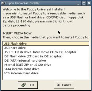 Abbildung 4: Puppys universal Installer richtet in Minutenschnelle die Distribution auf einem USB-Stick oder einer Festplatte ein.