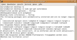 Abbildung 5: Über "apt-get autoremove" entfernen Sie Pakete, die das System nicht mehr benötigt.