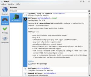 Abbildung 6: Der grafische Paketmanager von Kubuntu 8.10 überzeugt nicht.