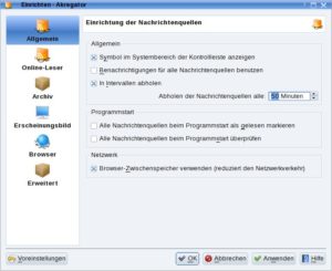 Abbildung 6: Im Einrichtungsdialog legen Sie fest, wie oft Akregator neue Nachrichten abholt.