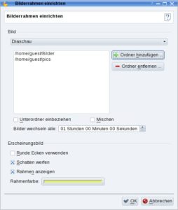 Abbildung 8: Desktop-Bilderrahmen spielen auf Wunsch auch eine Diashow mit Bildern eines oder mehrerer Verzeichnisse ab.