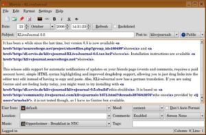 Der Blog-Editor von KLiveJournal beherrscht Syntaxhervorhebung.