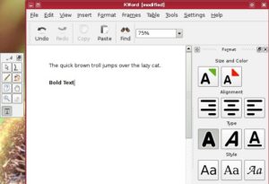 Nicht nur für Kinder: Der vereinfachte Modus reduziert die KWord-GUI auf das Wesentliche.