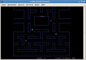 Selbst mit ASCII-Zeichen kommt beim Spielen von Myman Nostalgie auf.