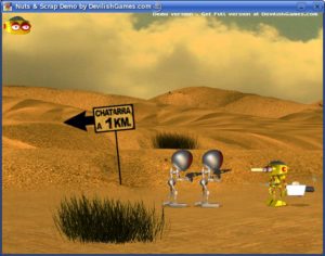 Die Menschheit spielend unter Linux retten: Der Roboter Nuts und sein fliegender Toaster (rechts) bekämpfen böse Androiden (links).