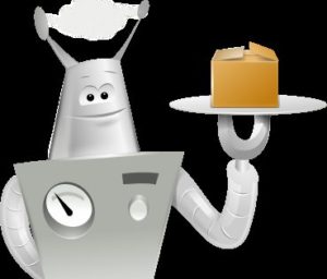 Dieser freundliche Robo serviert die per Mausklick selbst gebaute Suse-Studio-Distribution.