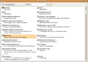 Nach dem Start listet The Launcher den Inhalt aller Gnome-Panel-Menüs alphabetisch auf.