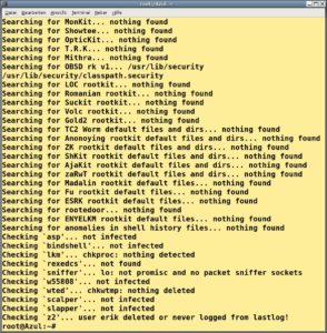 Abbildung 1: Schnell und effizient durchsucht Chkrootkit das System nach blinden Passagieren.