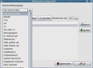 Abbildung 11: Das mächtige Filterwerkzeug von Claws Mail erlaubt Regeln nach vielen vordefinierten Vorgaben zu erstellen.