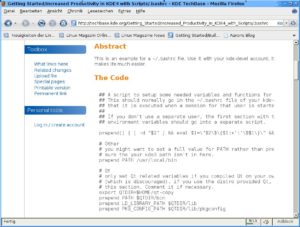 Abbildung 2: So lernt die Bash: KDEs Techbase hält den Code bereit, mit dem Sie aus dem Standarduser     <code srcset=