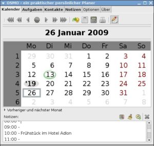 Abbildung 2: Osmo verwaltet die Termine lediglich tageweise.