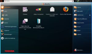 Abbildung 4: Die Netbook-Remix-Oberfläche des Toshiba-Netbooks mit Ubuntu.