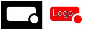 Abbildung 4: Erst kommt die Maske für das Logo (links), dann folgen Farbe und Schrift (rechts).