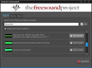 Abbildung 6: Klänge im Überfluss: Das Freesound-Plugin ermöglicht den Zugriff auf tausende verschiedene Ton-Samples.